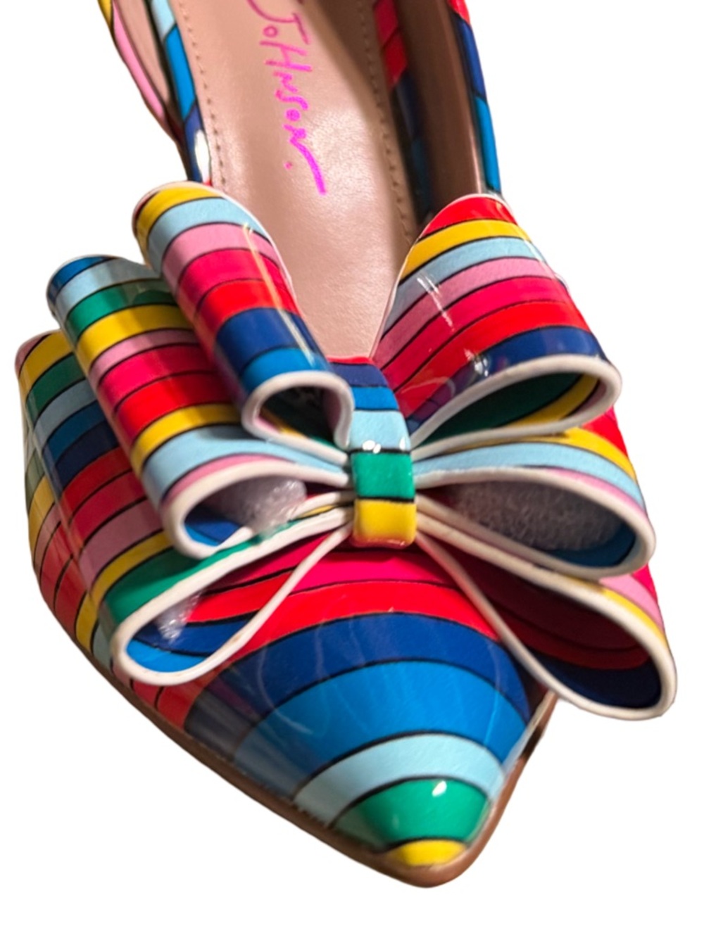 Betsey Johnson Sz 6 Stunning Multicolor Striped Pointed-Toe High Heels (SH312) - Picture 4 of 9